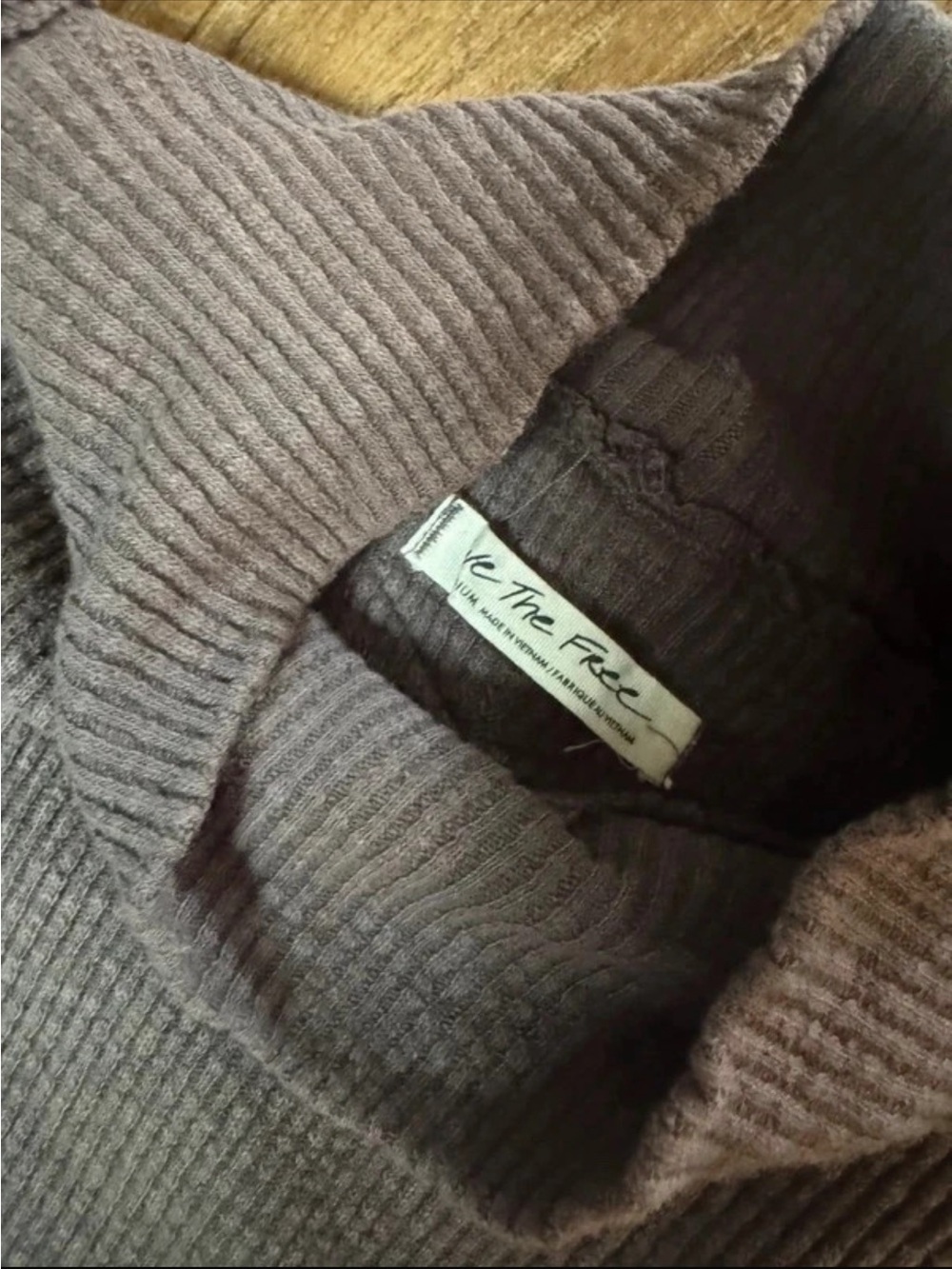 We The Free Ribbed Cowl Neck Sweater in Taupe